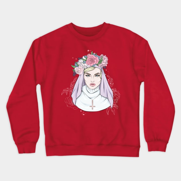 Beautiful Satanic Nun Crewneck Sweatshirt by BlackRavenOath